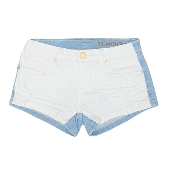 BLANK NYC NEW $58 Two-Tone‎ White Blue Denim Jean Short Size 24 - Picture 1 of 5